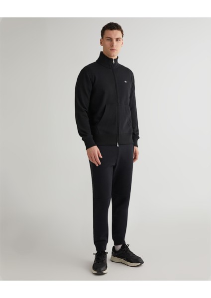 Erkek Siyah Regular Fit Fermuarlı Logolu Sweatshirt 2008006.5