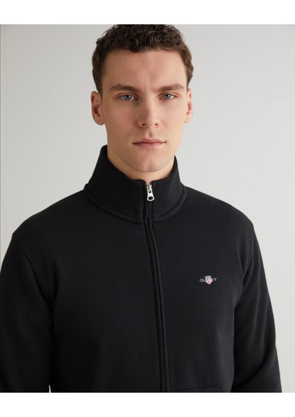Erkek Siyah Regular Fit Fermuarlı Logolu Sweatshirt 2008006.5