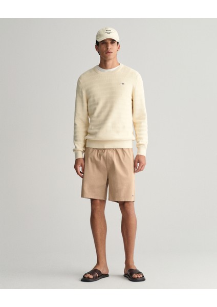 Erkek Krem Regular Fit Bisiklet Yaka Logolu Kazak 8030198.130