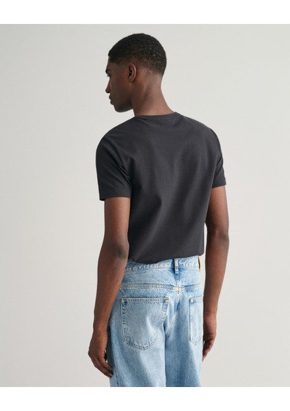 Erkek Siyah Slim Fit Bisiklet Yaka Logolu T-Shirt 2013033.5 indirimleri