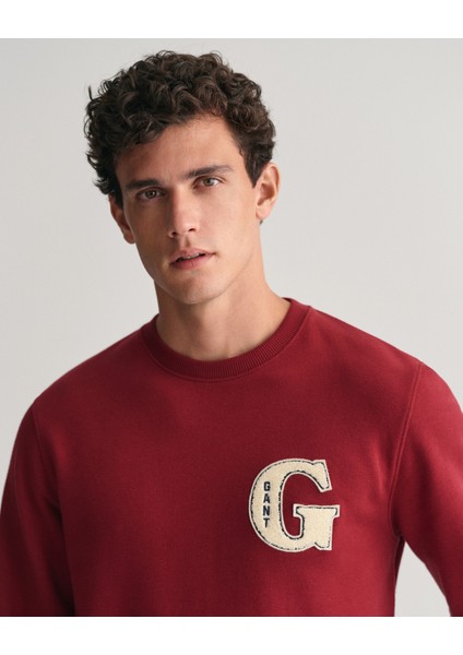 Erkek Bordo Regular Fit Bisiklet Yaka Logolu Sweatshirt 2006071.604