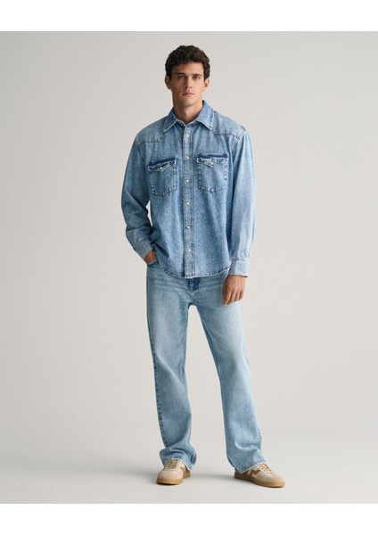 Erkek Mavi Relaxed Fit Klasik Yaka Gömlek 3240032.970