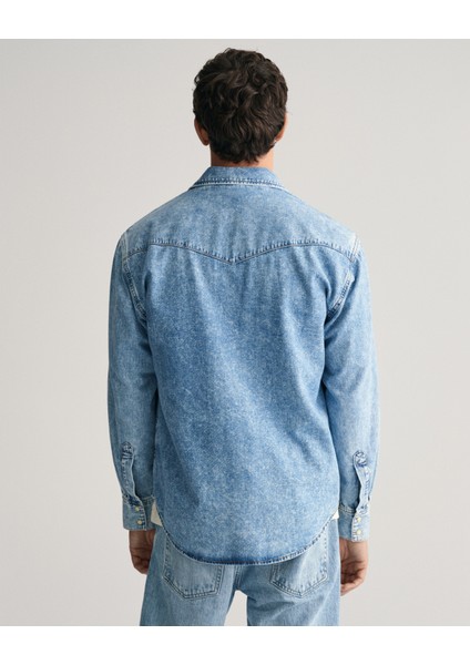 Erkek Mavi Relaxed Fit Klasik Yaka Gömlek 3240032.970