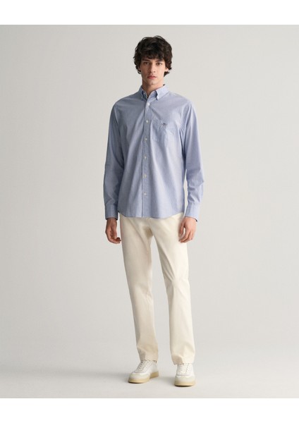 Erkek Mavi Regular Fit Düğmeli Yaka Çizgili Gömlek 3000140.436 fiyatları