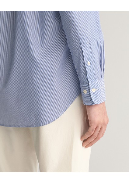 Erkek Mavi Regular Fit Düğmeli Yaka Çizgili Gömlek 3000140.436 indirimleri