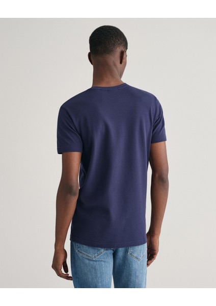 Erkek Lacivert Slim Fit Bisiklet Yaka Logolu T-Shirt 2013033.433 modelleri