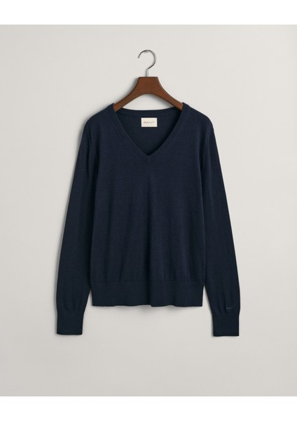 Kadın Lacivert Regular Fit V Yaka Kazak 4803187.433