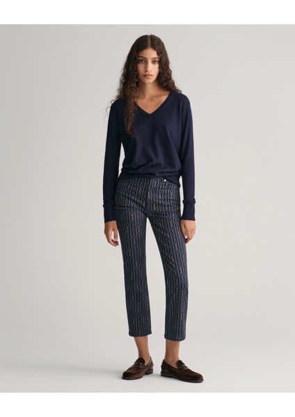 Kadın Lacivert Regular Fit V Yaka Kazak 4803187.433