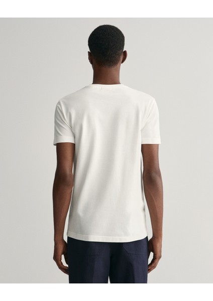 Erkek Krem Slim Fit Bisiklet Yaka Logolu T-Shirt 2013033.113 modelleri