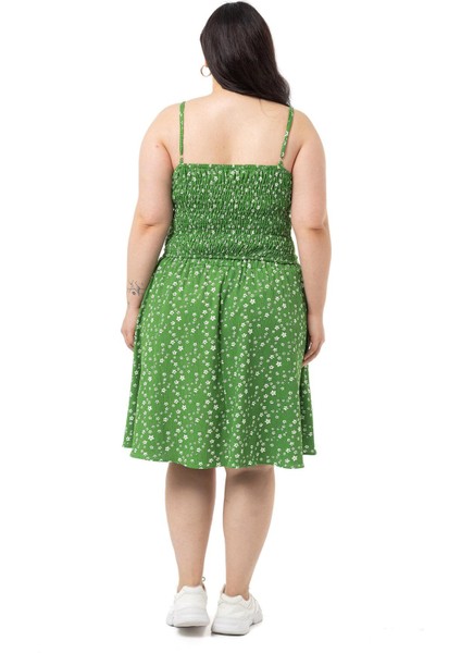 Büyük Beden Ayarlanabilir Ince Askılı Bluz Etek Yeşil Ikili Takım modelleri