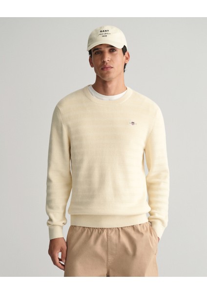 Erkek Krem Regular Fit Bisiklet Yaka Logolu Kazak 8030198.130