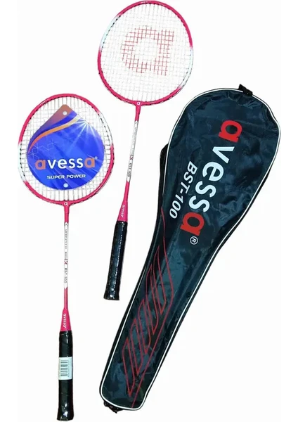 BST-100K Badmington Raket Set Kırmızı Badminton Raketi