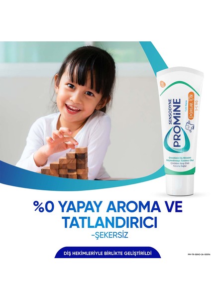 Promine 3-5 Yaş Çocuklar İçin Gün Boyu Çürüklere Karşı Koruyan Şekersiz Diş Macunu 50  ml