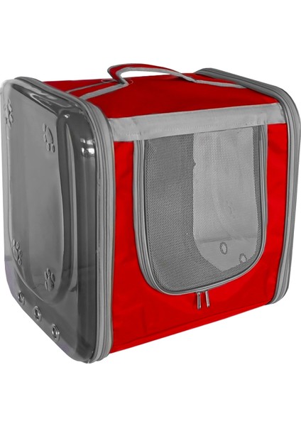 Çift Cam Kedi Köpek Taşıma Çantası 32X40X42 cm Kırmızı modelleri