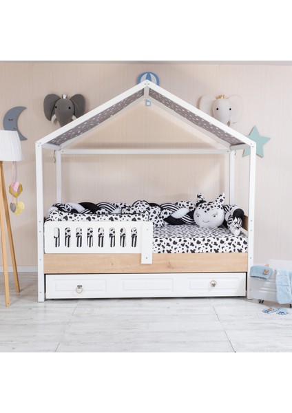 Minibaby Siyah Beyaz Dalmaçya 4 Örgü Montessori Bebek Çocuk Uyku Seti 90X190-100X200