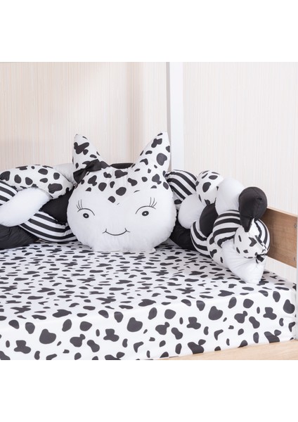 Minibaby Siyah Beyaz Dalmaçya 4 Örgü Montessori Bebek Çocuk Uyku Seti 90X190-100X200