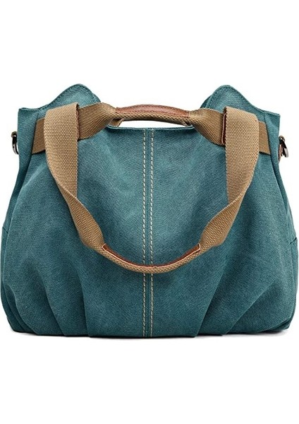 Smart Kadın Casual Vintage Üst Saplı Kanvas Omuz Çantası Tote Çanta (Yurt Dışından)