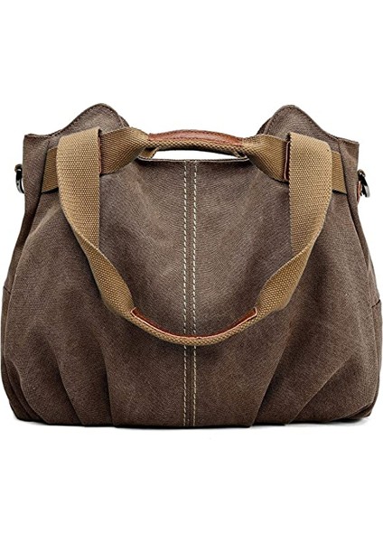 Smart Kadın Casual Vintage Üst Saplı Kanvas Omuz Çantası Tote Çanta (Yurt Dışından)