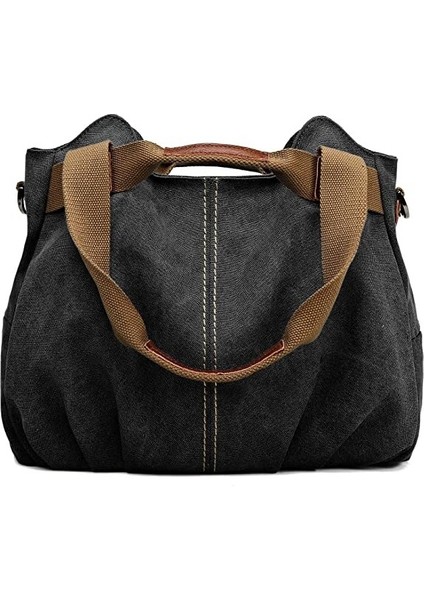 Smart Kadın Casual Vintage Üst Saplı Kanvas Omuz Çantası Tote Çanta (Yurt Dışından)
