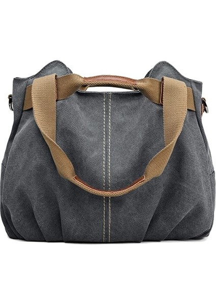 Smart Kadın Casual Vintage Üst Saplı Kanvas Omuz Çantası Tote Çanta (Yurt Dışından)