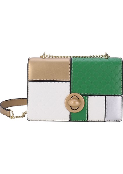 Kontrast Renkli El Çantası Kadın Çantası, Renk Uyumlu Zincir Tek Omuzlu Messenger (Yurt Dışından)