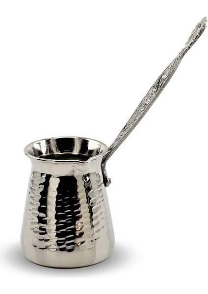 Nikel Kaplama Kalın Dövme Bakır Cezve 550 ml
