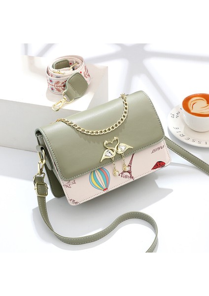 Kadın Baskılı Geniş Omuz Askılı Omuz Çantası Kadın Küçük Kare Çanta (Yurt Dışından)