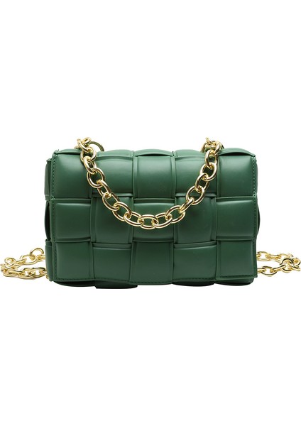 Örgülü Çanta All-Match Zincir Çanta Günlük Omuz Çantası Messenger Çanta (Yurt Dışından)