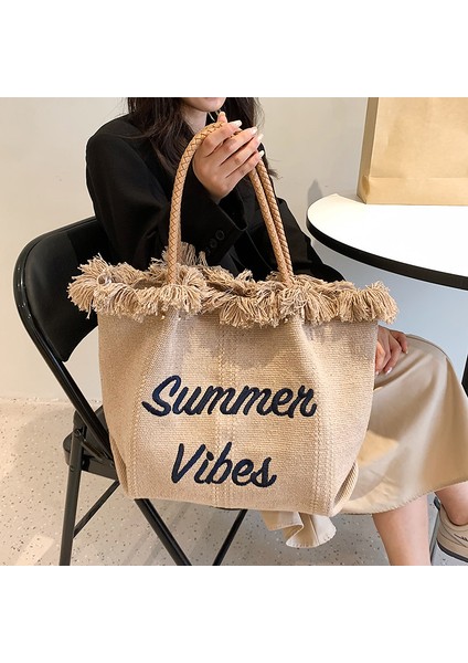 Büyük Kapasiteli Çanta Kadın Dokuma Omuz Çantası (Yurt Dışından)