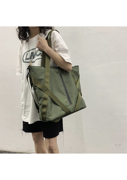 Şerit Saplı Büyük Cep Günlük Omuz Çantası (Yurt Dışından)