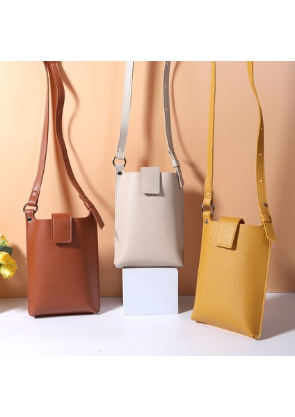 Düz Renk Bayanlar Cep Telefonu Çantası Moda Mini Niş Tek Omuz Messenger Çanta (Yurt Dışından)