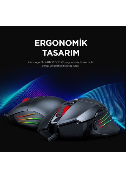 SMX-R650 SCORE Usb Siyah 10000 Dpi RGB Gaming Oyuncu Mouse