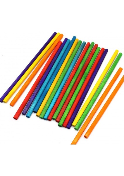 Yuvarlak Ahşap Çubuk 20 cm 24'lü Renkli
