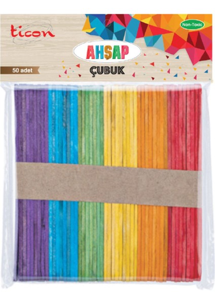Ahşap Çubuk 114X10X2 50'li Renkli