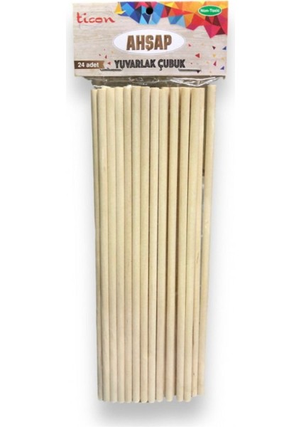 Yuvarlak Ahşap Çubuk 20 cm 24'lü Naturel fırsatları