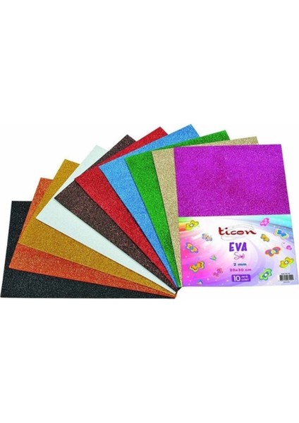 Eva Simli Yapışkanlı 20X30 cm 10 Renk Avantajlı Paket