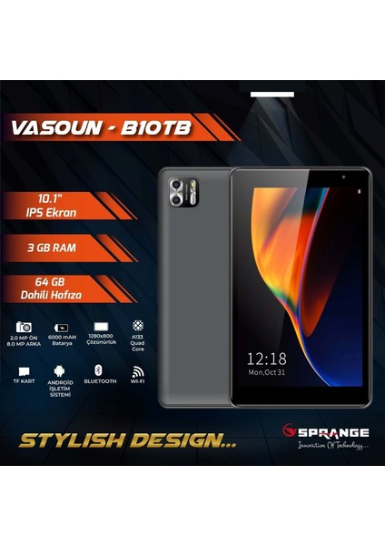 VASOUN-B10TB 10,1" IPS Ekran 3gb Ram 64GB Dahili Hafıza Pc Tablet