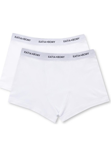 Katia & Bony 2'li Paket Basic Modal Erkek Boxer Beyaz/beyaz