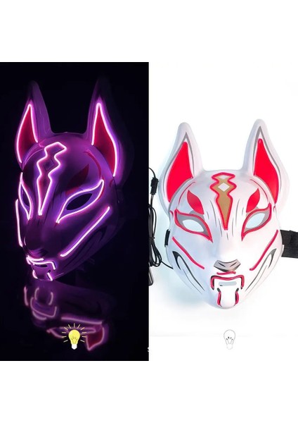 Neon LED Cosplay Maske - Pembe (Yurt Dışından)