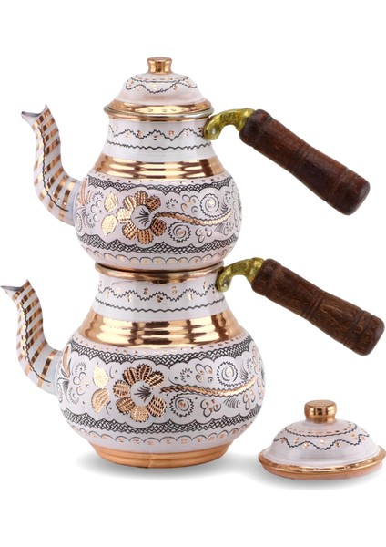 Gül Çiçek Royal Küçük Bakır Çaydanlık 1,4 Lt