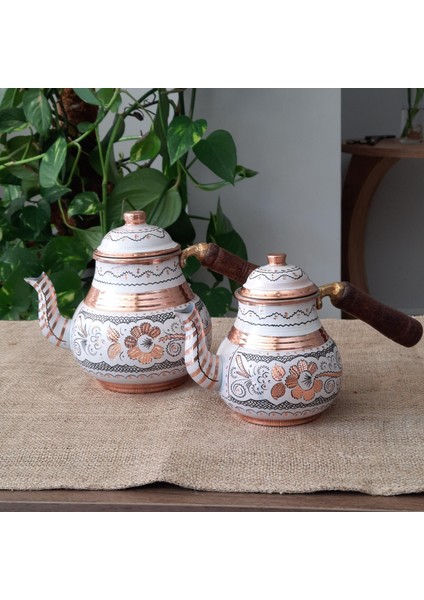 Gül Çiçek Royal Küçük Bakır Çaydanlık 1,4 Lt