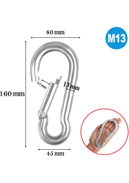 Karabina 13 mm Yaylı Kanca Paslanmaz Çelik Kilit Olta Dağcılık Kamp Malzemeleri Salıncak Anahtar Askı Kilidi 5 Adet