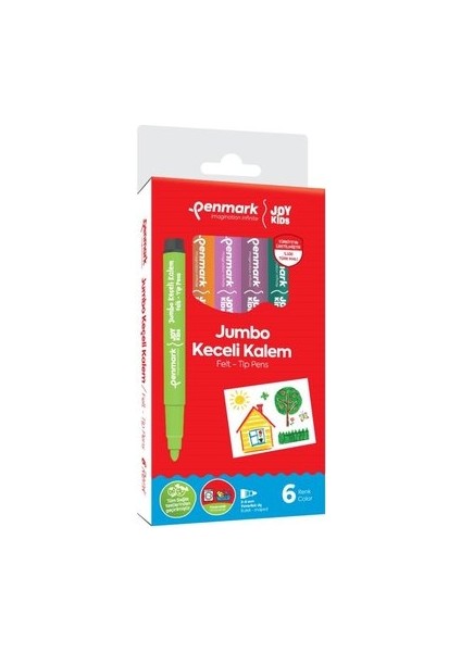 Süper Yıkanabilir Jumbo Keçeli Kalem 6 Lı Set