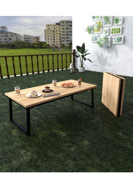 Ahşap Masa Katlanır Piknik Kamp Masası Orta Sehpa Mutfak Balkon Masası Sunum Masası Atlantik Çam Mdf