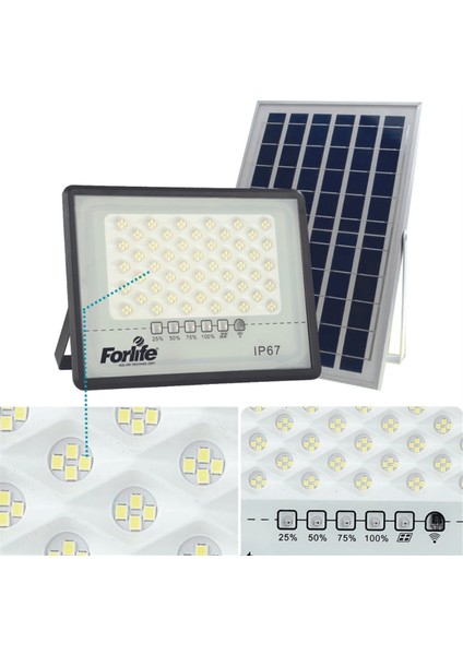 N&D Lighting Forlife 100 Watt Güneş Enerjili Solar Projektör