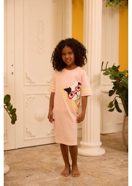 Kız Çocuk Pembe Renkli Tunik Gecelik modelleri
