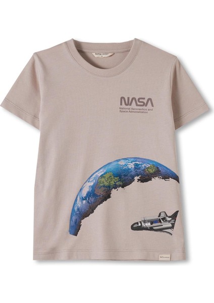 Erkek Çocuk Bej Renkli Nasa Baskılı Pijama Takımı indirimleri