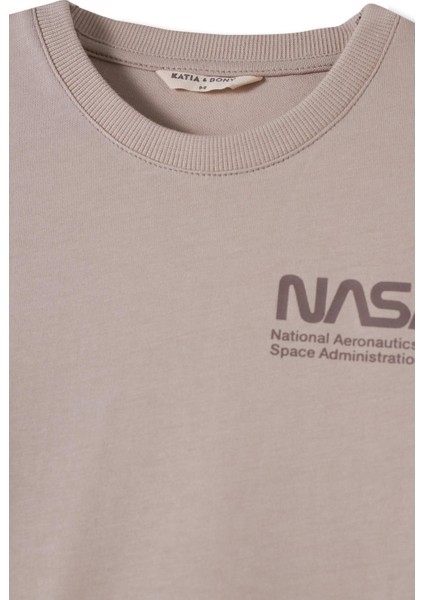 Erkek Çocuk Bej Renkli Nasa Baskılı Pijama Takımı modelleri