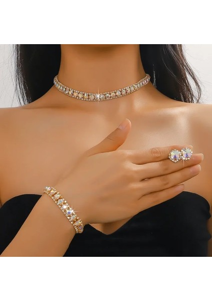 Luxury Necklace Kulak Bracelet Kadınlar Evlilikleri Küçük Mücevher Setleri Kristal Necklace (Yurt Dışından)