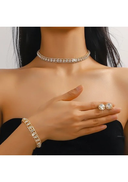 Luxury Necklace Kulak Bracelet Kadınlar Evlilikleri Küçük Mücevher Setleri Kristal Necklace (Yurt Dışından)